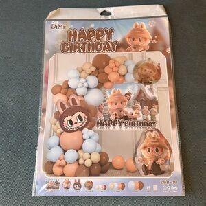 Labubu Theme Party Balloons Blue Brown Combination New #1